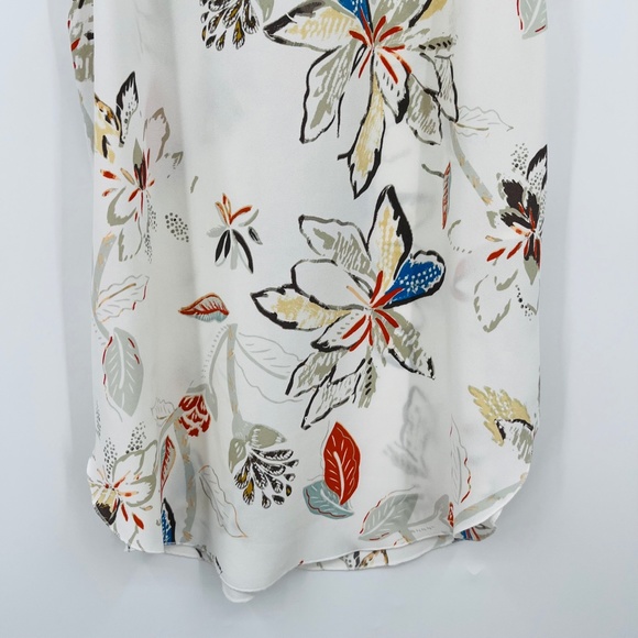 Aritzia Wilfred Cream Floral Print Sevres Silk Trim Sleeveless blouse Size Small - Picture 4 of 10